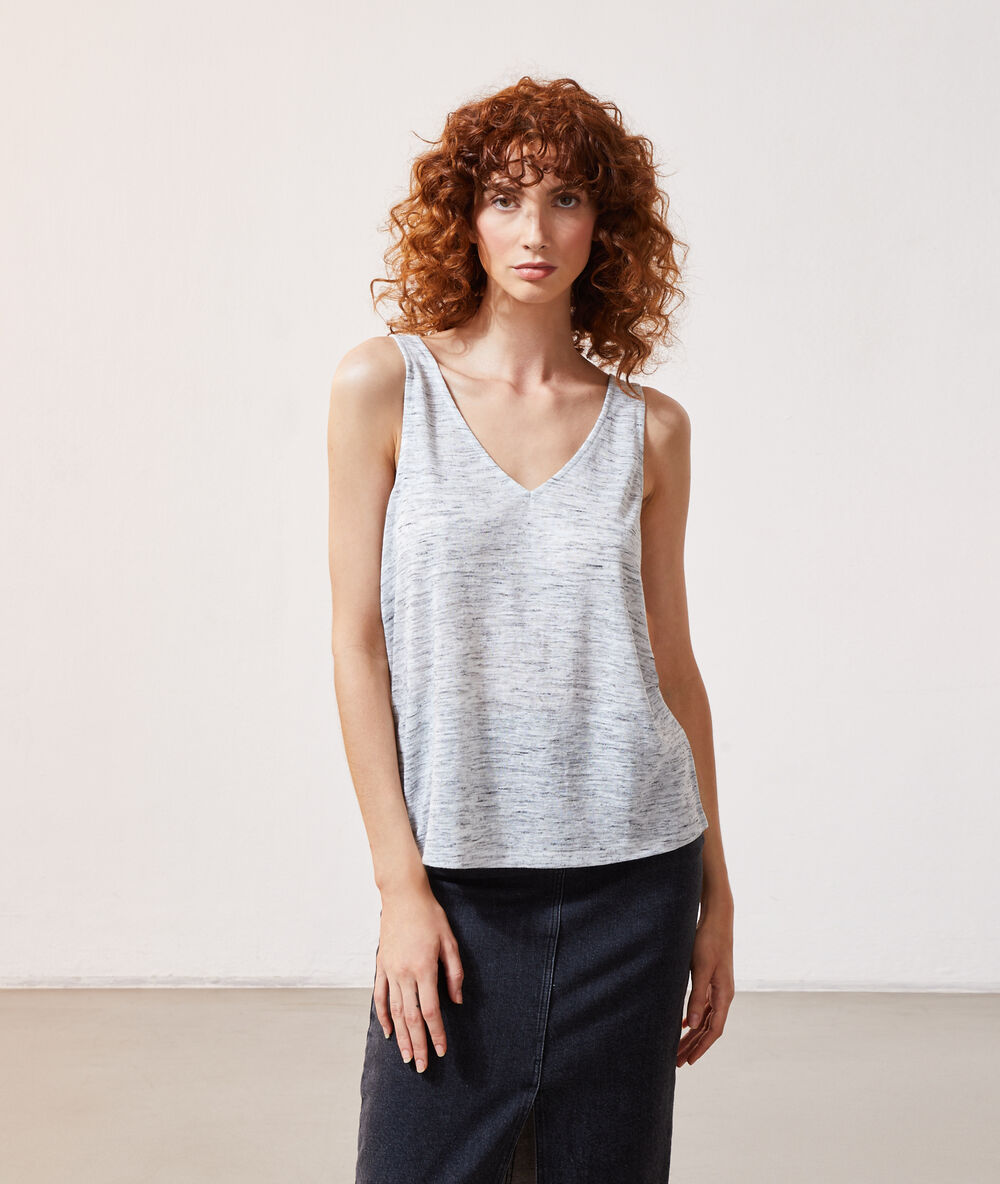 Top con motivos de encaje gris jaspeado.