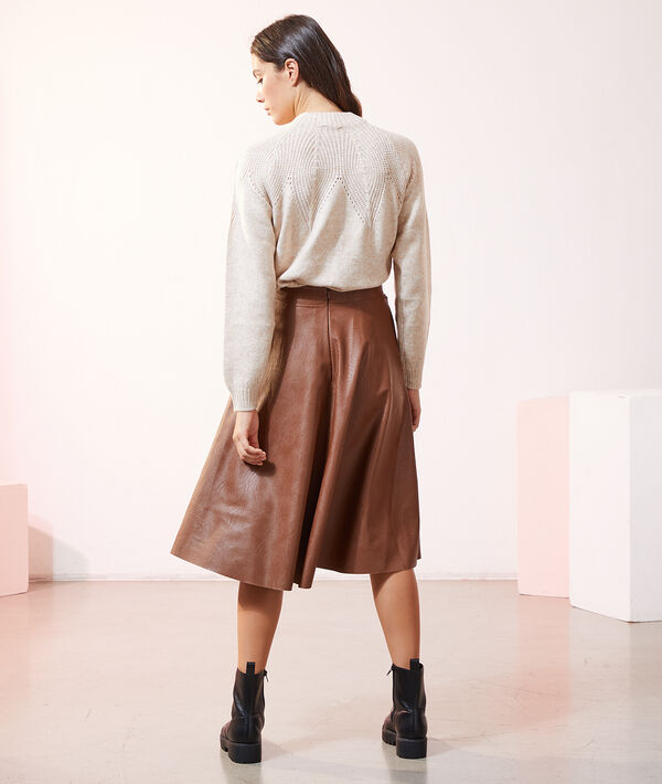 Falda midi efecto piel Falda midi efecto piel