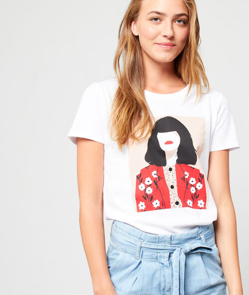 Camiseta serigrafiada de algod&oacute;n bio blanco.