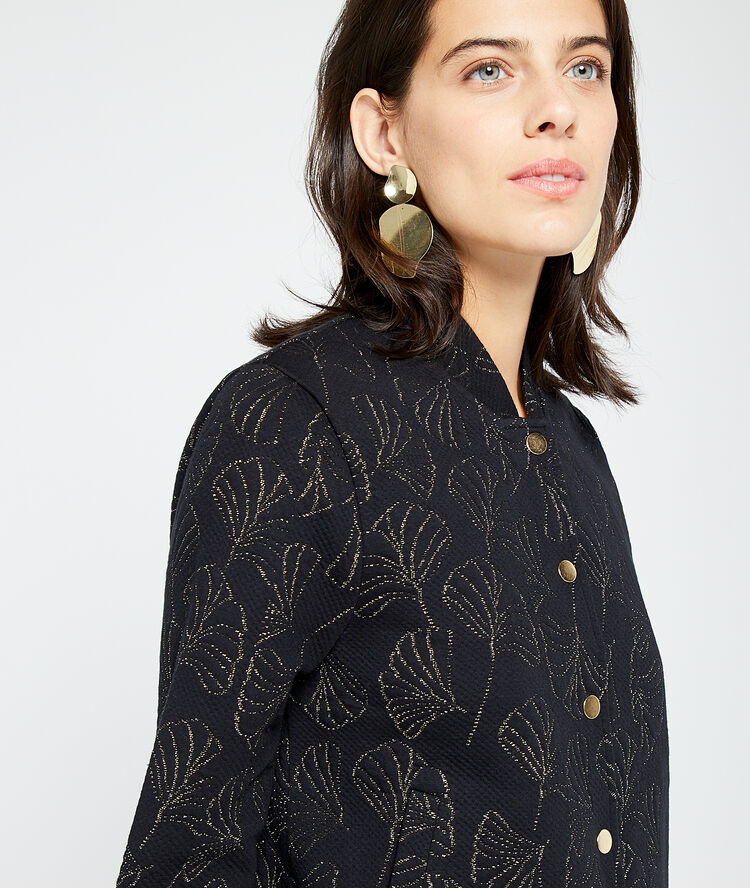 Chaqueta de hilo metalizado negro.
