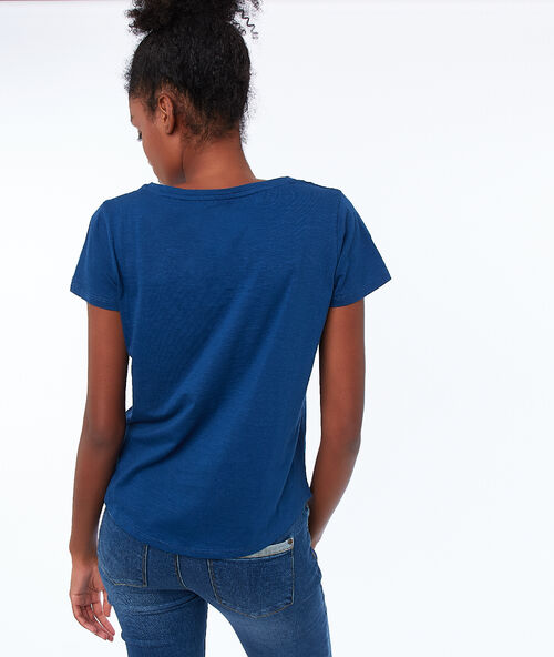 Camiseta cuello redondo algodón azul noche.