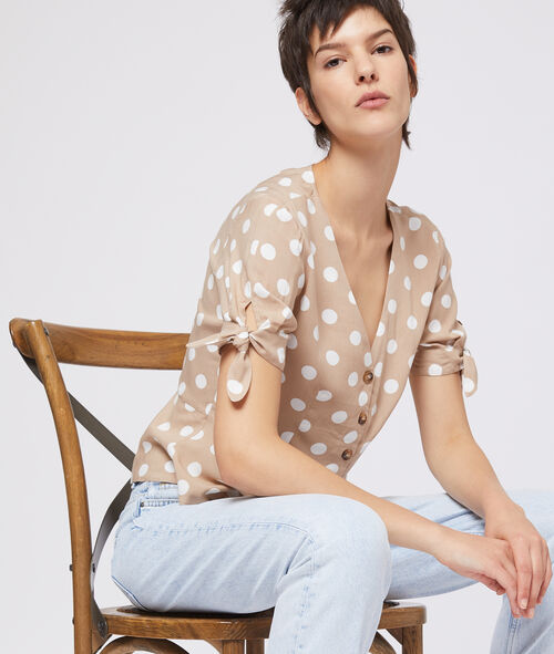 Blusa anudada a lunares Blusa anudada a lunares