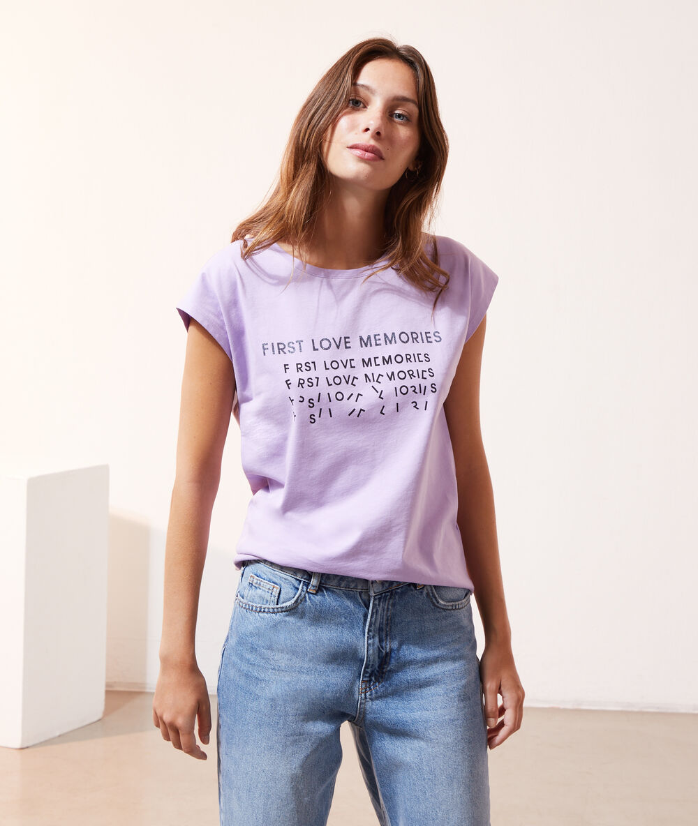 Camiseta 'stronger together' berenjena.