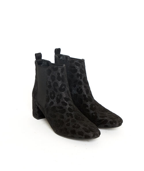 Botines de talón con estampado de leopardo Botines de talón con estampado de leopardo