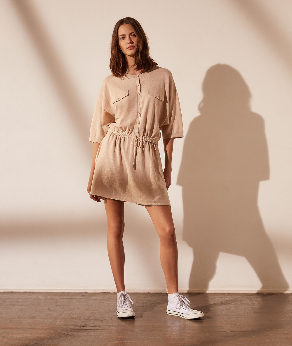 Vestido camisero de punto c.beige.