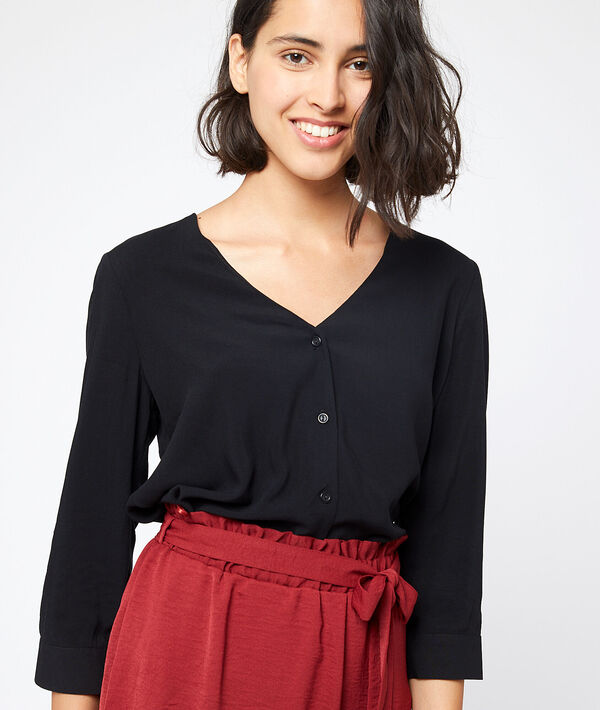 Blusa cuello en V abotonada Blusa cuello en V abotonada