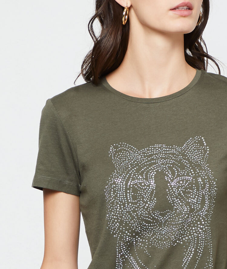 Camiseta serigrafiada tigre caqui.