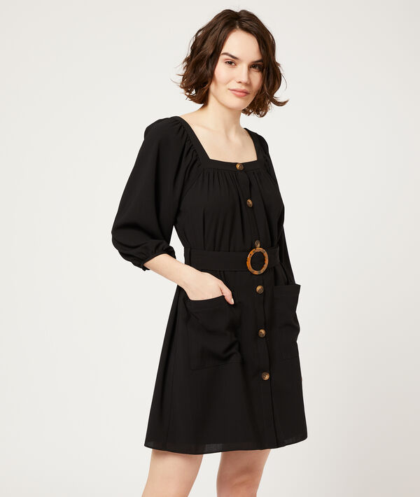Vestido con botones y cinturón hebilla Vestido con botones y cinturón hebilla