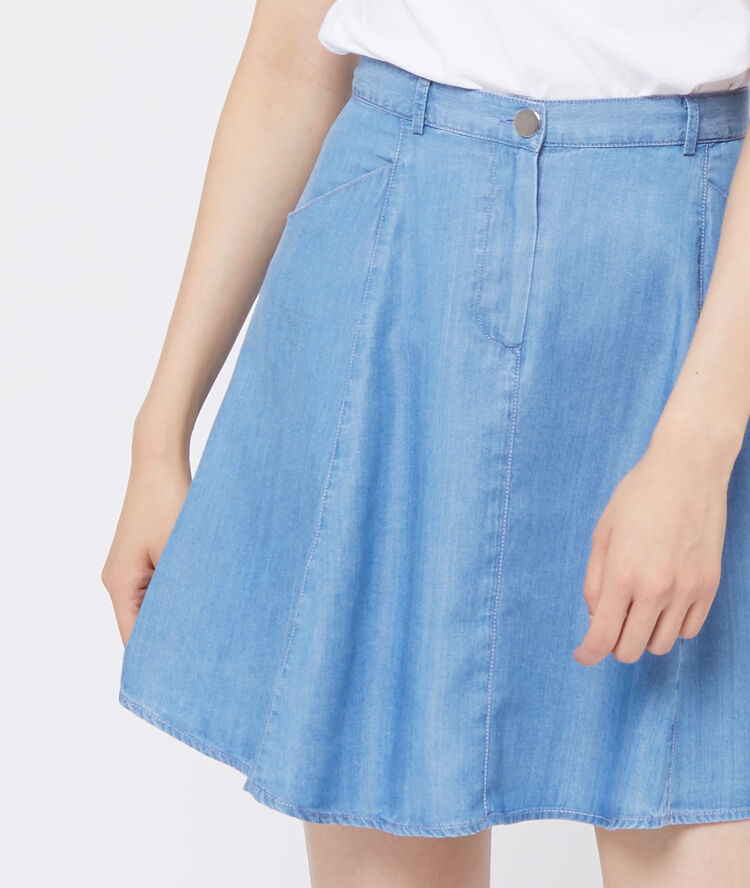 Falda de patinadora de tencel azul cielo.