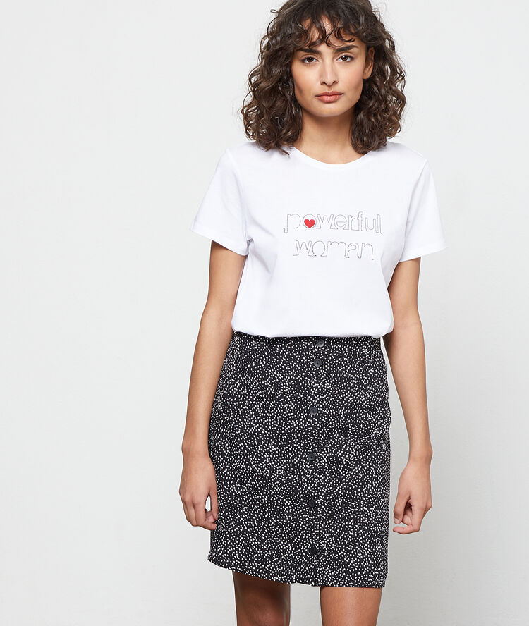 Falda estampado de corazones negro.