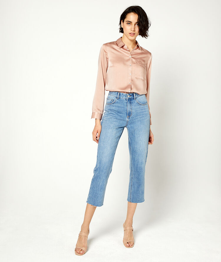 Camisa satinada crudo.