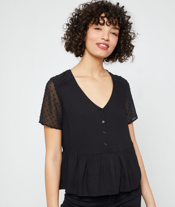Blusa mangas de plumetis Blusa mangas de plumetis