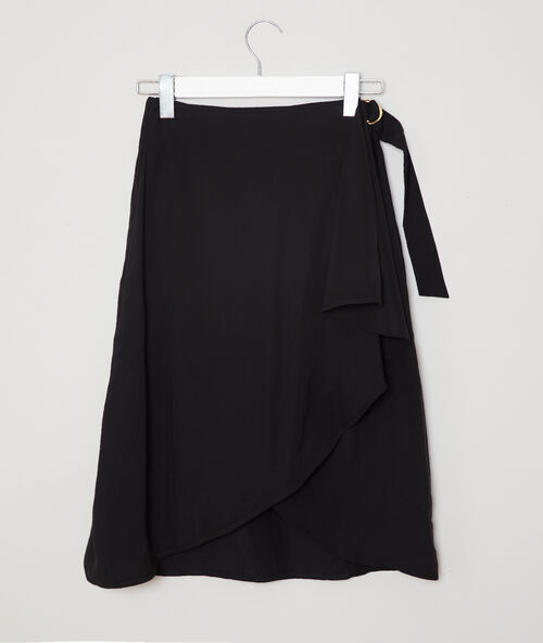 Falda midi cruzada negro.