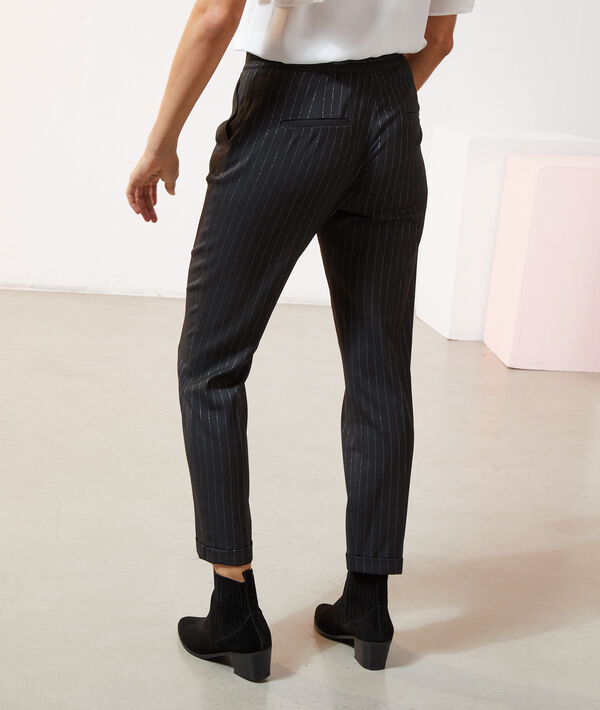 Pantalon carotte à rayures métallisées Pantalon carotte à rayures métallisées