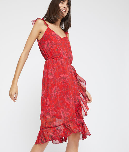 Vestido estampado floral y volantes Vestido estampado floral y volantes