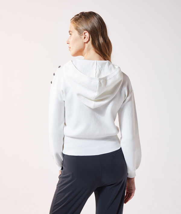 Sudadera con capucha, botones decorativos Sudadera con capucha, botones decorativos