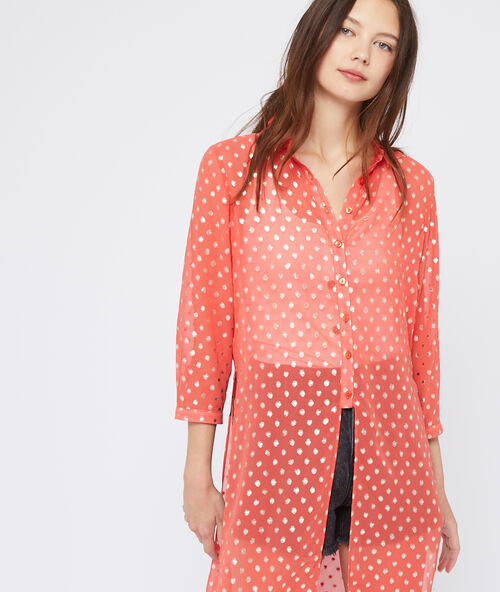 Camisa transparente rojo.