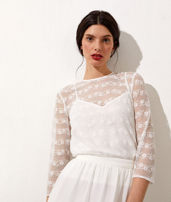 Top de tul de encaje floral Top de tul de encaje floral