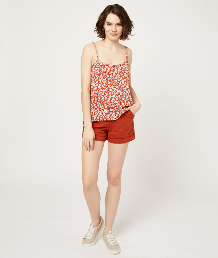 Top estampado floral tomate.