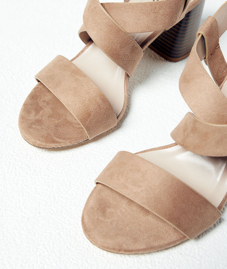 Sandalias de talón efecto ante c.beige.