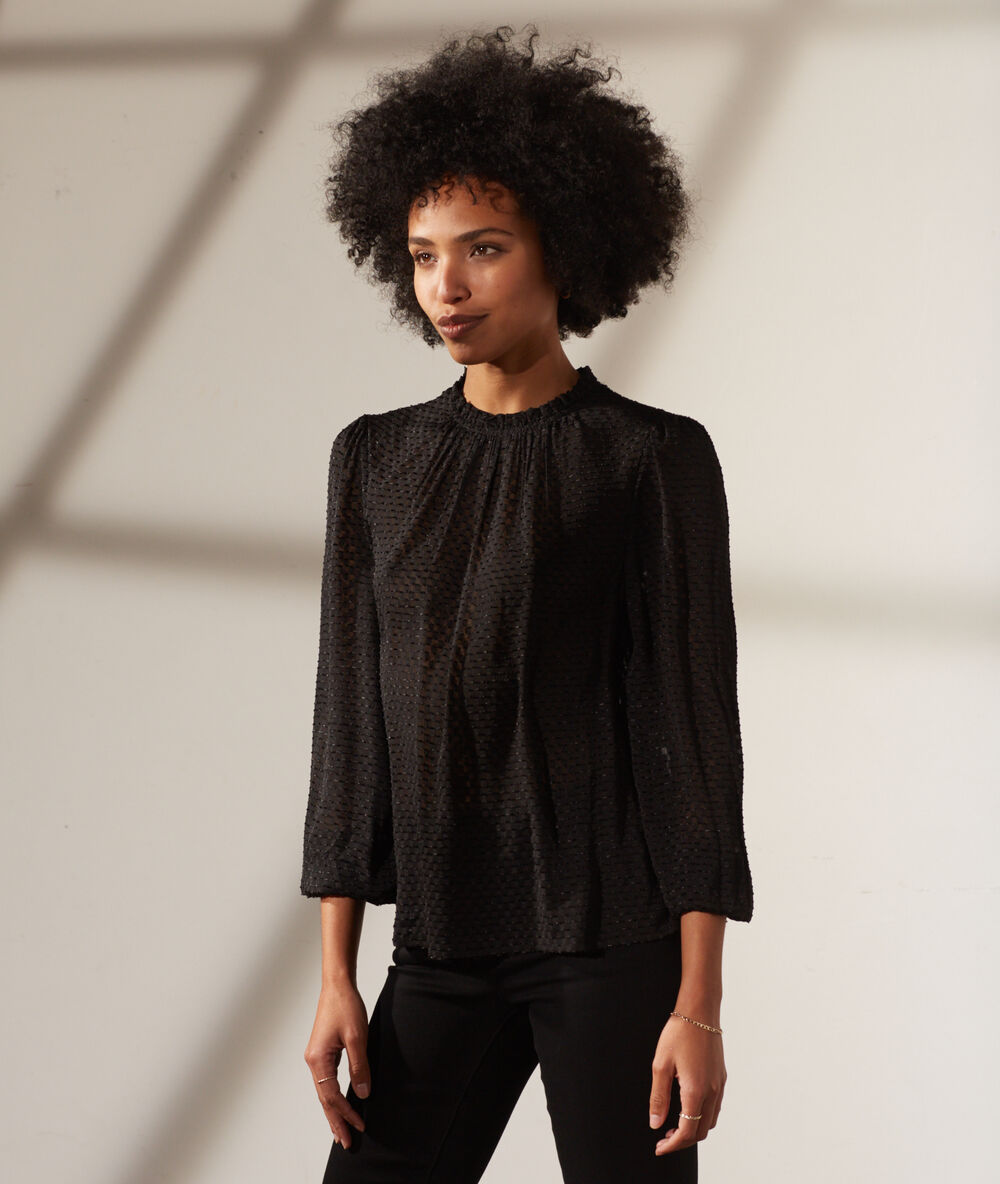 Blusa tul plumeti negro.