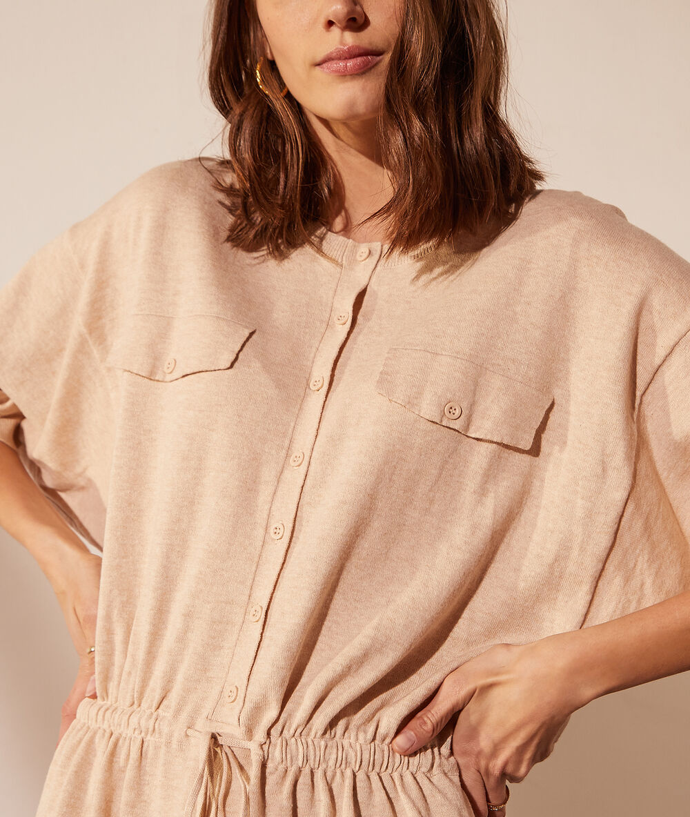 Vestido camisero de punto c.beige.