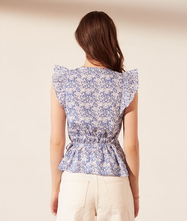 Top con volantes, estampado floral Top con volantes, estampado floral