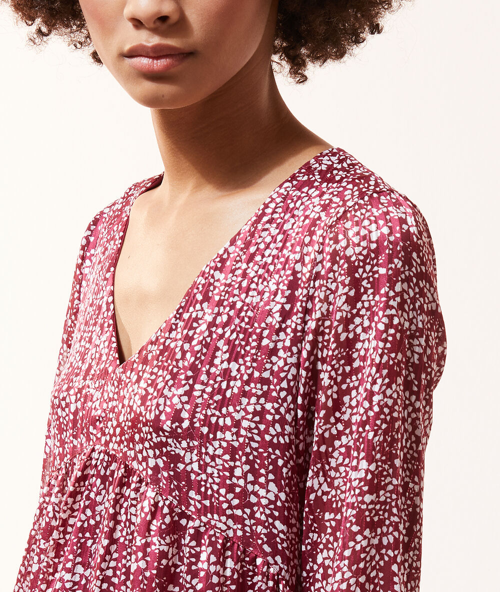 Robe fluide 2 en 1 - brassière intégrée bordeaux.