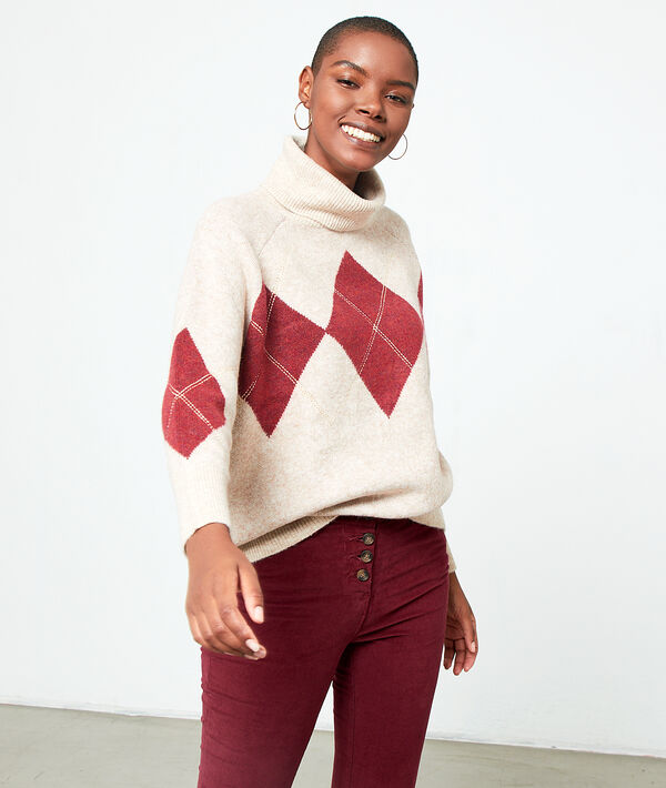 Jersey cuello alto estampado Jacquard Jersey cuello alto estampado Jacquard