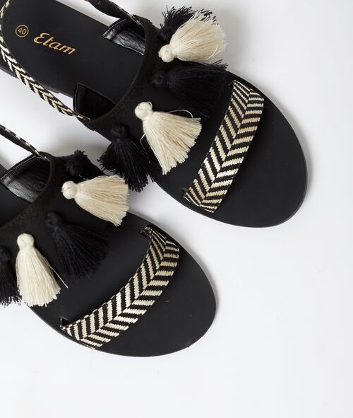Sandalias estampado cebra pompones Sandalias estampado cebra pompones