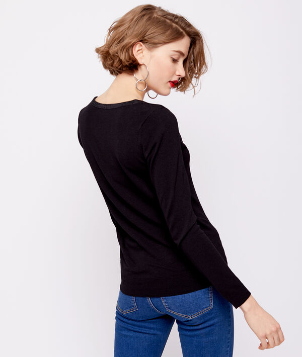 Jersey de punto fino con cuello abotonado Jersey de punto fino con cuello abotonado