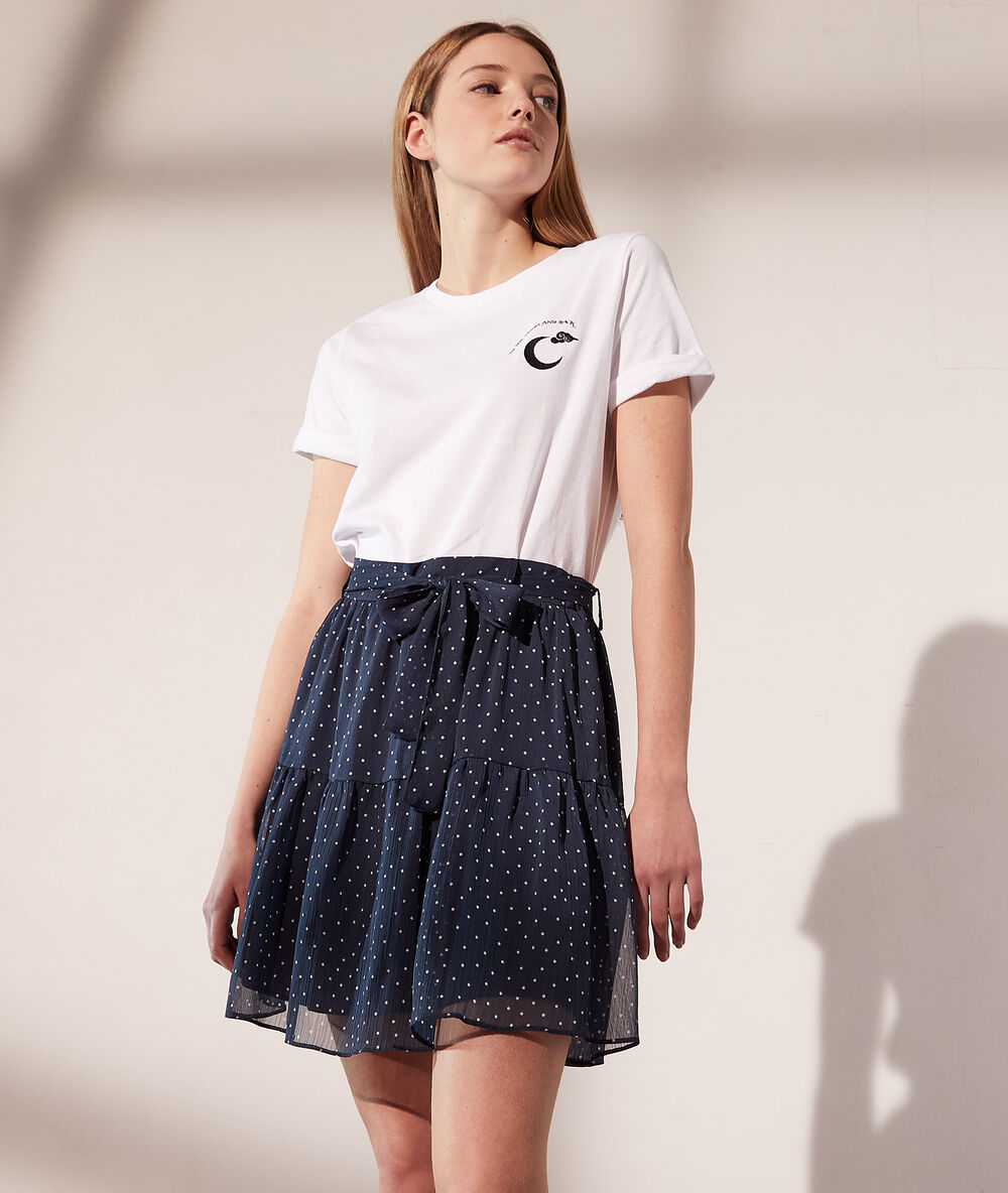 Falda estampado estrellas azul marino.