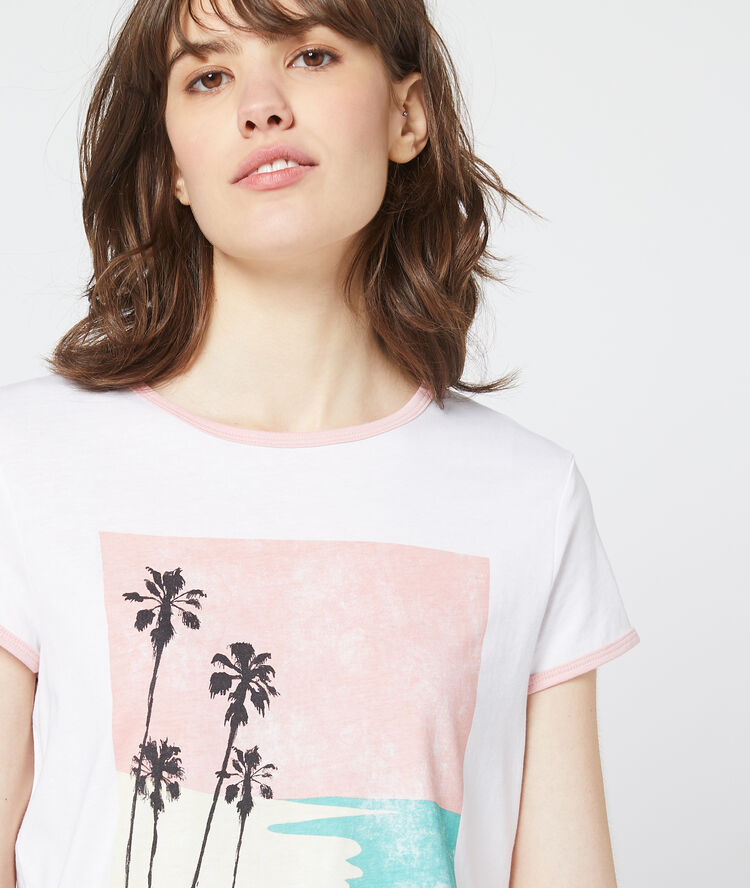 Camiseta estampado de playa blanco.