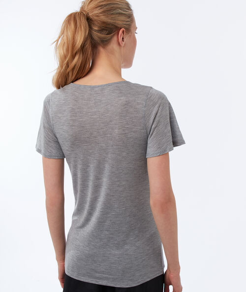 Camiseta escote en v tencel c.gris clair.