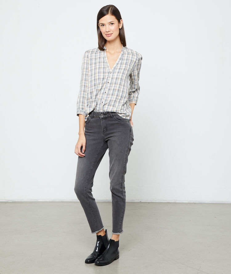 Blusa a cuadros crudo.