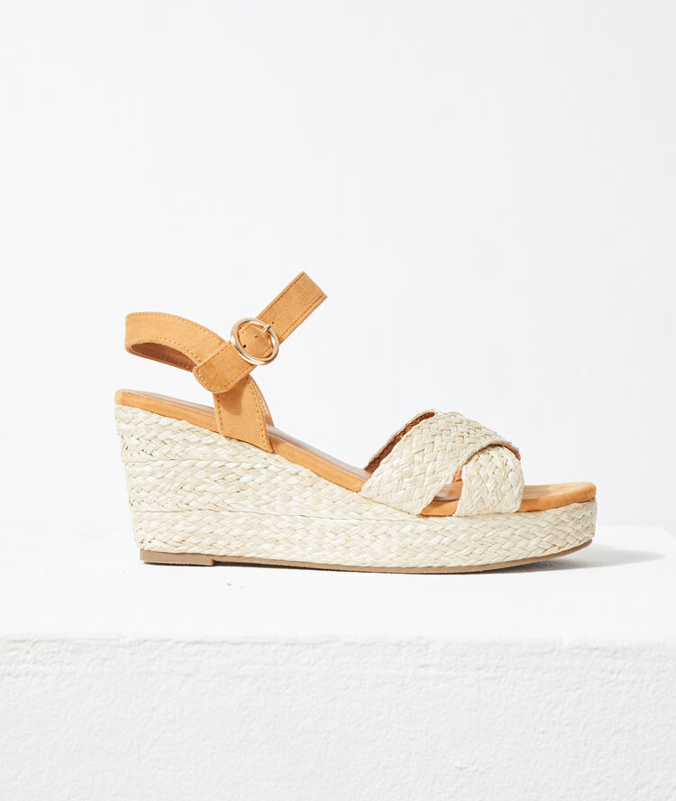 Sandalias con plataforma paja.