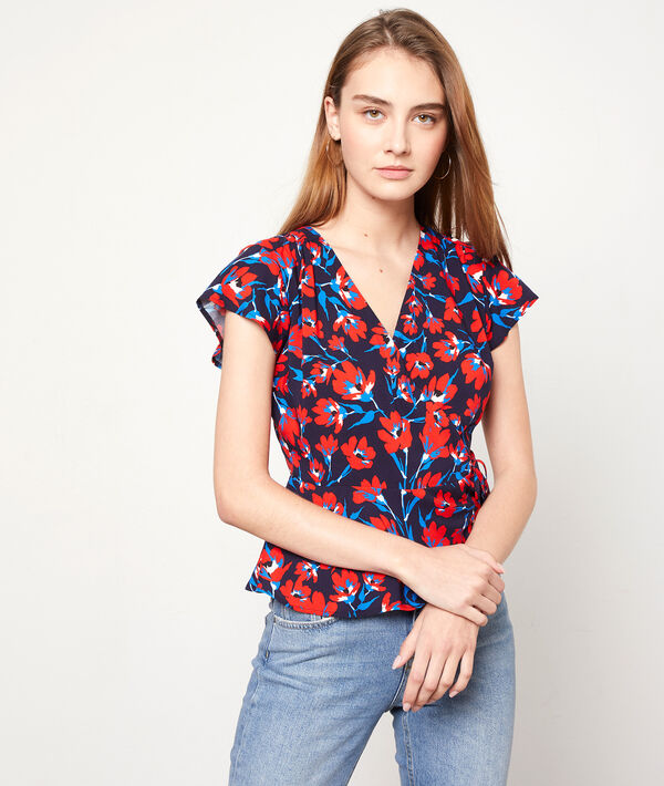 Blusa escote cruzado estampado floral Blusa escote cruzado estampado floral