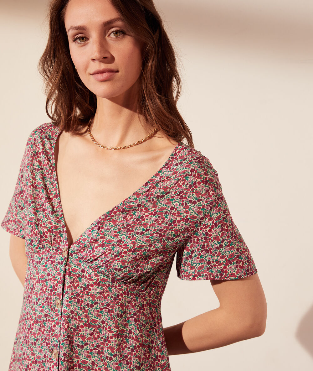 Vestido tejido liberty fucsia.