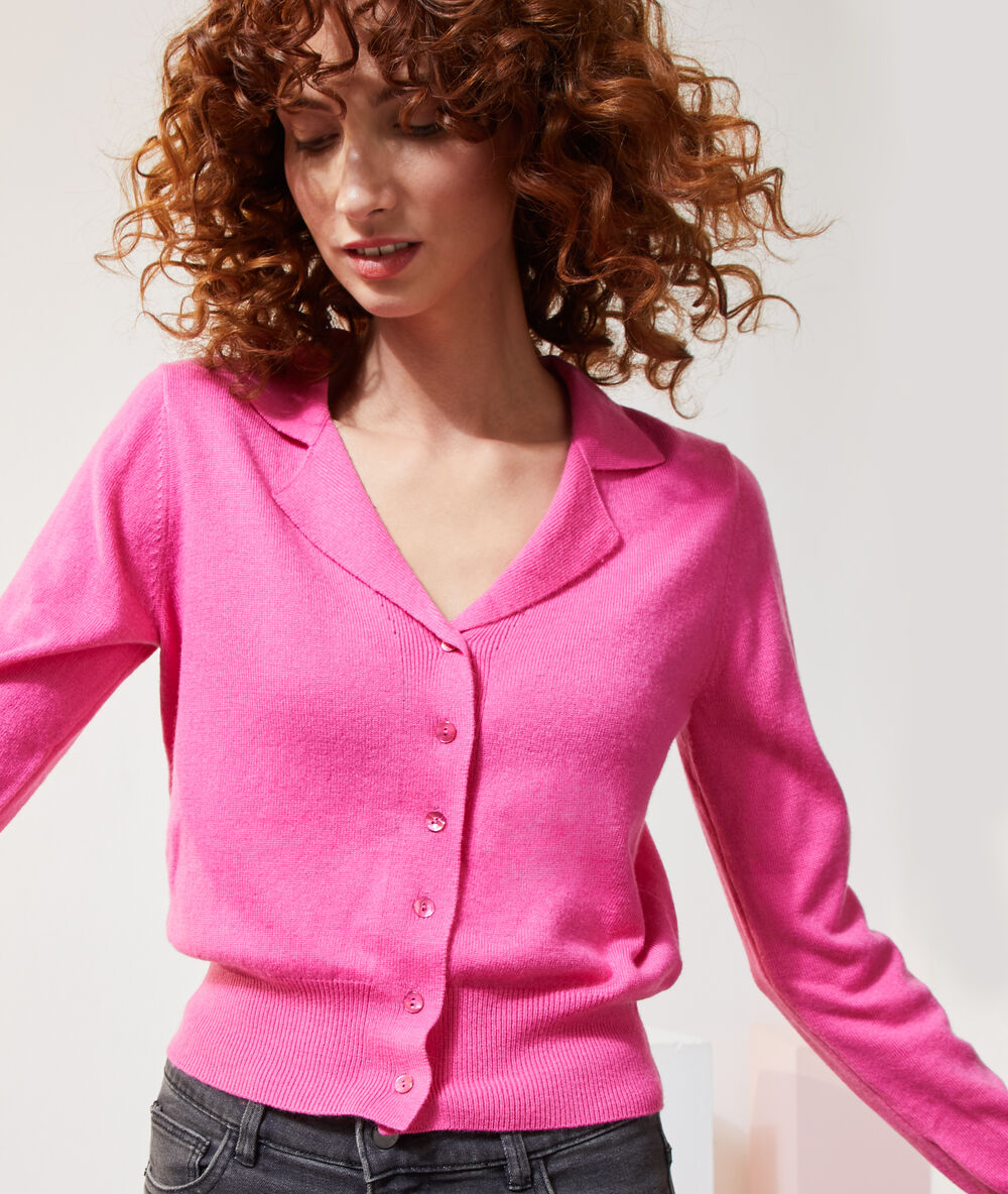 Chaqueta punto fino burdeos.