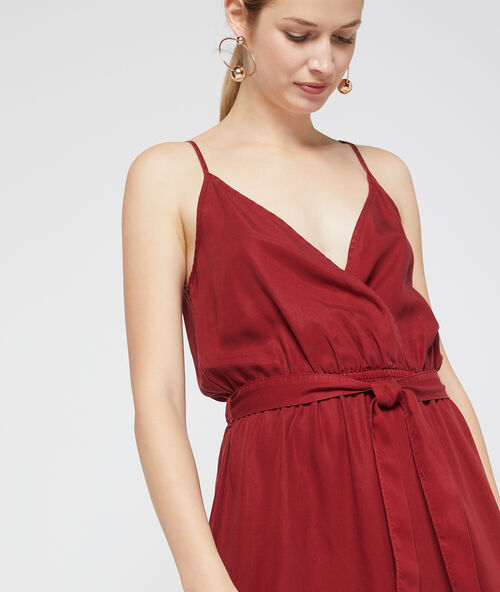 Robe longue cache coeur en tencel® grenat.