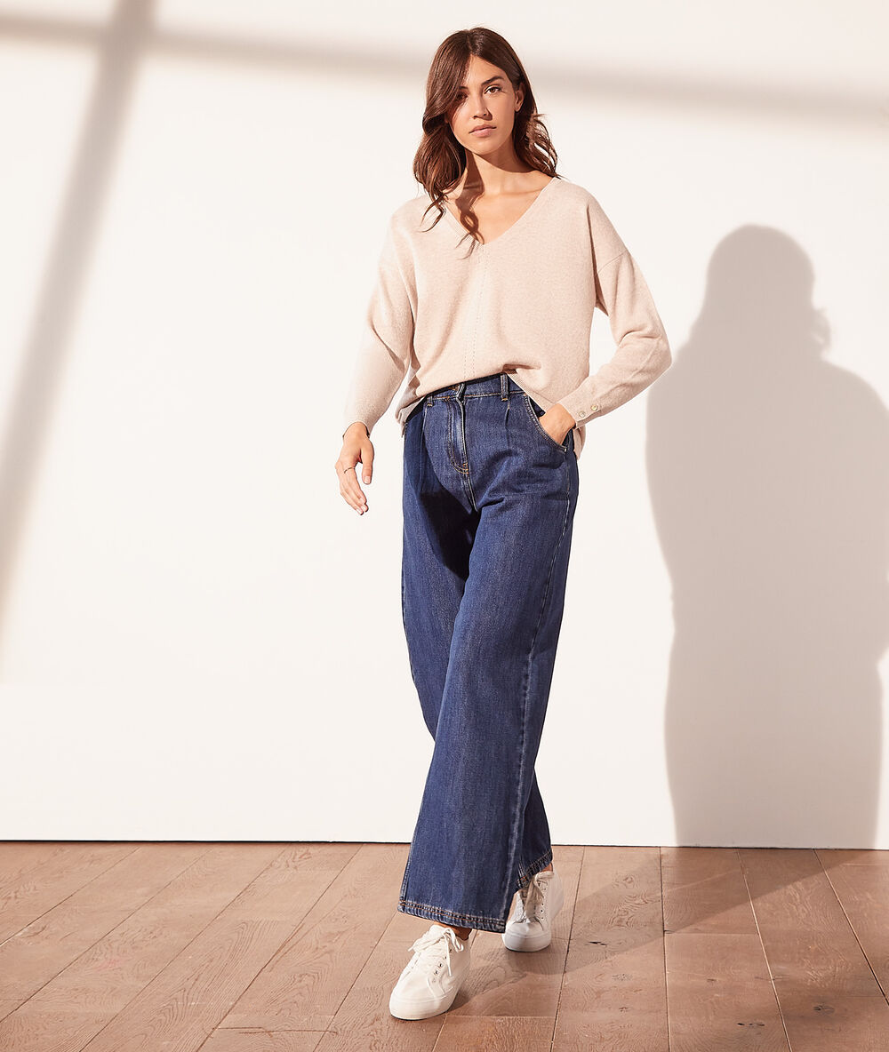 Jersey escote en v cachemira c.beige.