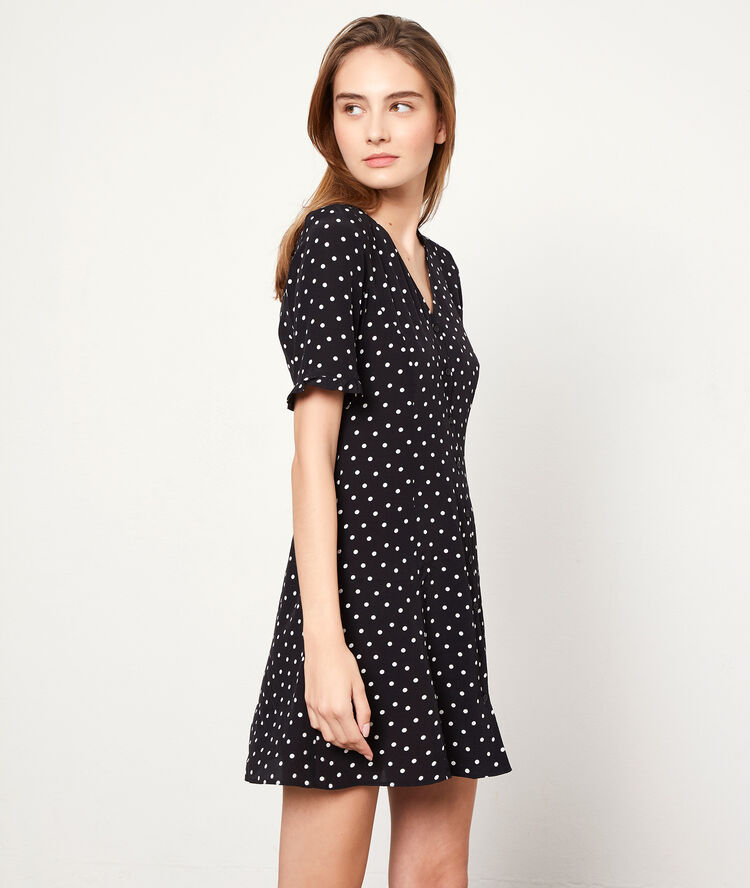 Vestido estampado de lunares negro.