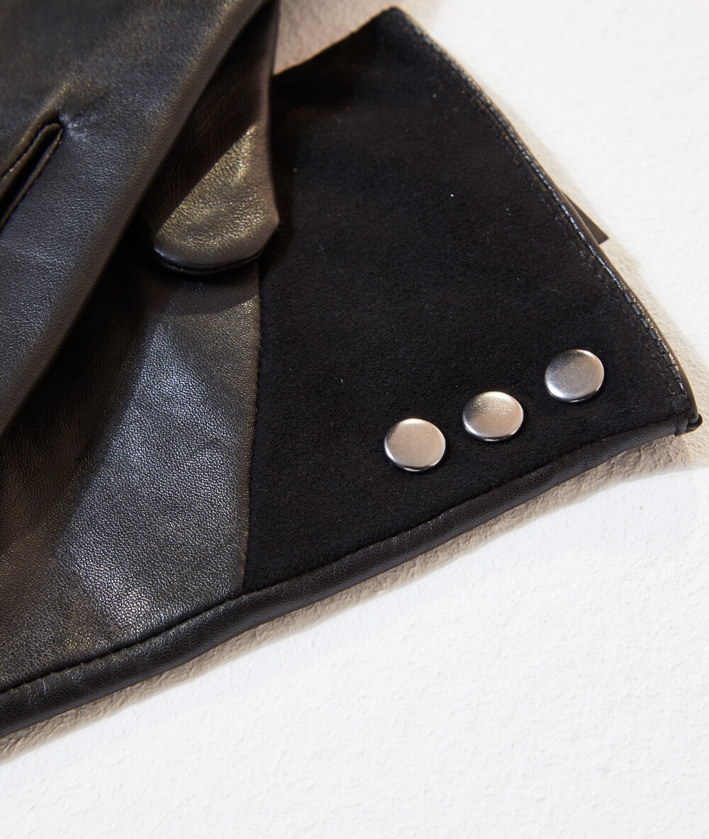 Guantes de piel y ante negro.