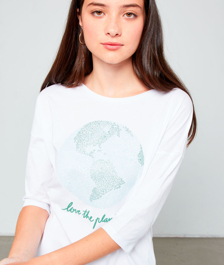 Camiseta ‘love the planet’ de algodón bio blanco.