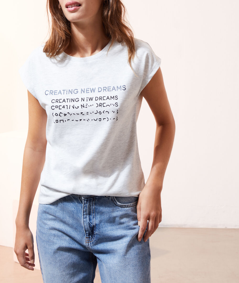 Camiseta 'creating new dreams' c.gris jaspeado.