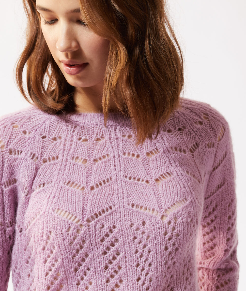 Pull maille pointelle violine.