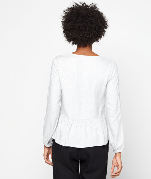 Blusa holgada con volante y botones frontales Blusa holgada con volante y botones frontales