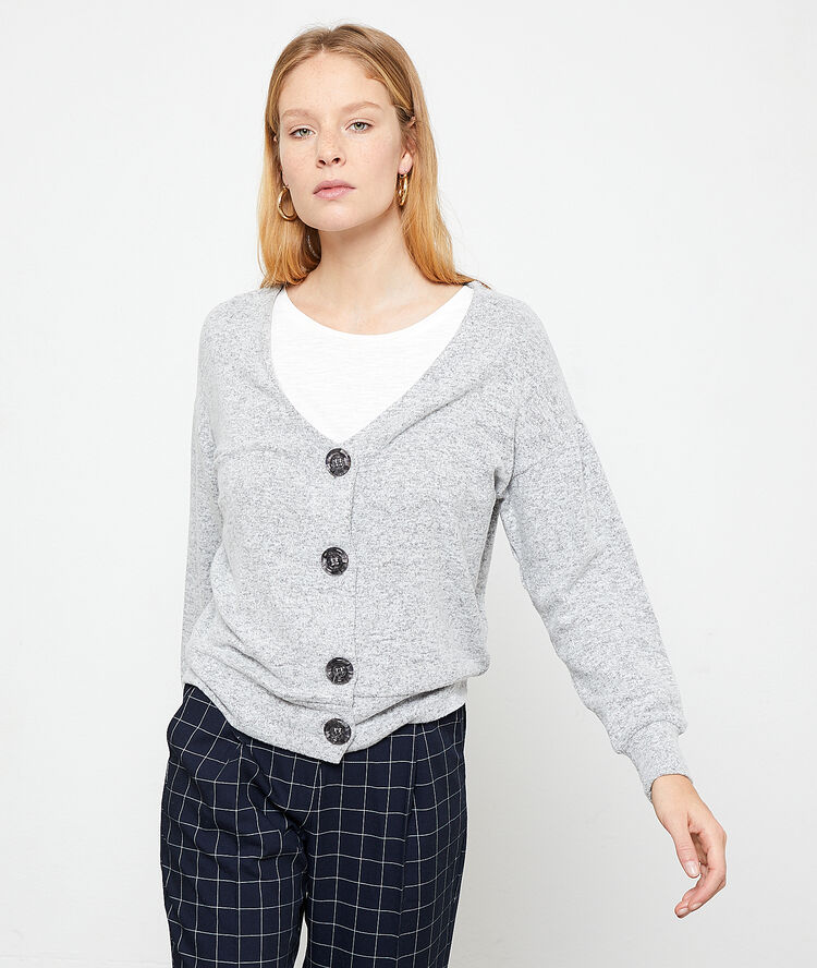 Chaqueta de punto fino c.gris.