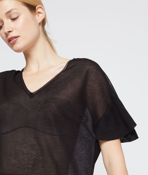 Camiseta efecto transparente de punto fino Camiseta efecto transparente de punto fino