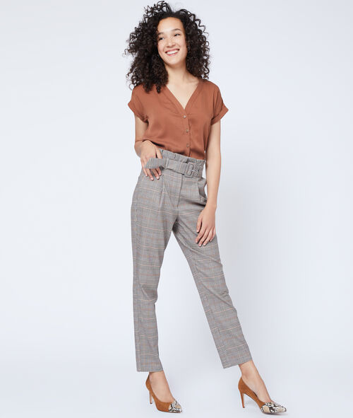Pantalón talle alto estampado Príncipe de Gales Pantalón talle alto estampado Príncipe de Gales